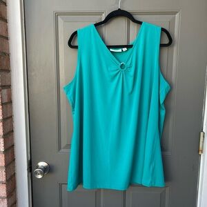 Susan Graver Sleeveless Teal Ring-Accent Tank Top